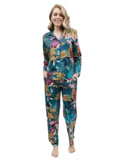 Cyberjammies Maple Pyjama Top - Teal Leaf Print -Belle Lingerie Store 62274 cyberjammies maple pyjama top teal leaf print 6