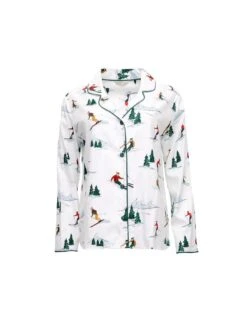 Cyberjammies Whistler Pyjama Top - White Ski Print -Belle Lingerie Store 62423 cyberjammies whistler pyjama top white ski print 3