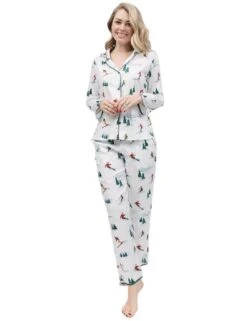 Cyberjammies Whistler Pyjama Top - White Ski Print -Belle Lingerie Store 62423 cyberjammies whistler pyjama top white ski print 5