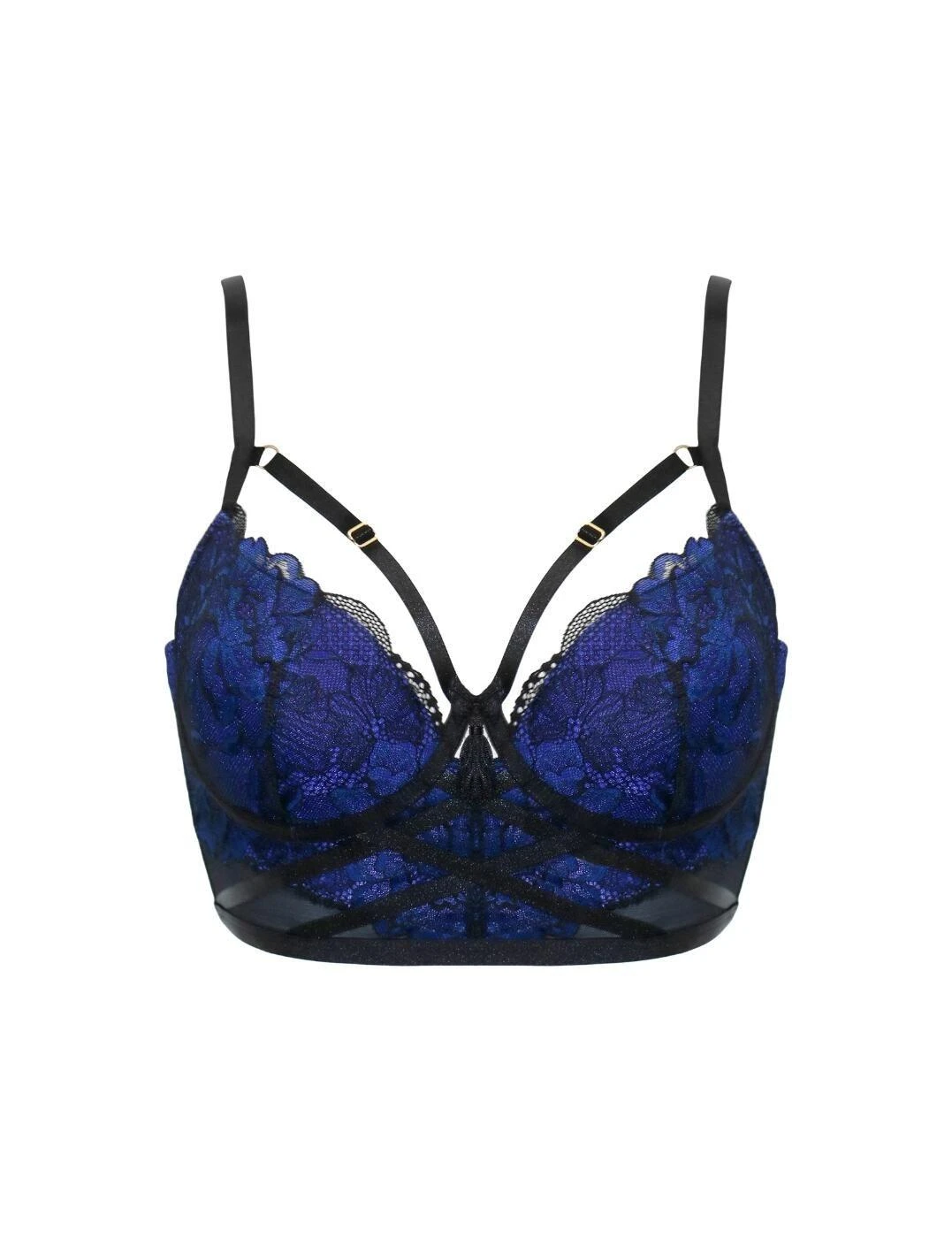 Pour Moi After Hours Padded Longline Bra - Black/Blue 6 Pour Moi After Hours Padded Longline Bra - Black/Blue - Image 6