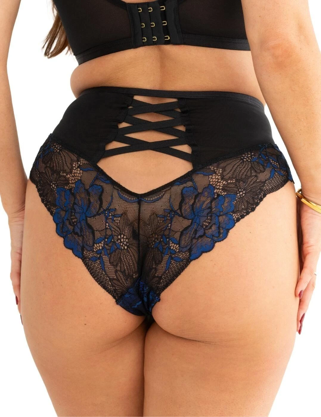 Pour Moi After Hours High Waist Brief - Black/Blue 3 Pour Moi After Hours High Waist Brief - Black/Blue - Image 3