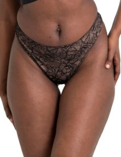 Curvy Kate Hey Girls Thong - Black/Latte