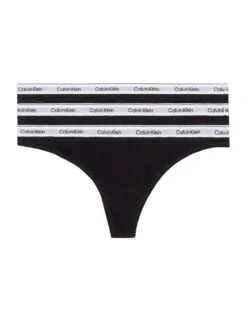 Calvin Klein Modern Logo Thong 3 Pack - Black/ Black/ Black -Belle Lingerie Store 64329 calvin klein modern logo thong 3 pack black black black 3