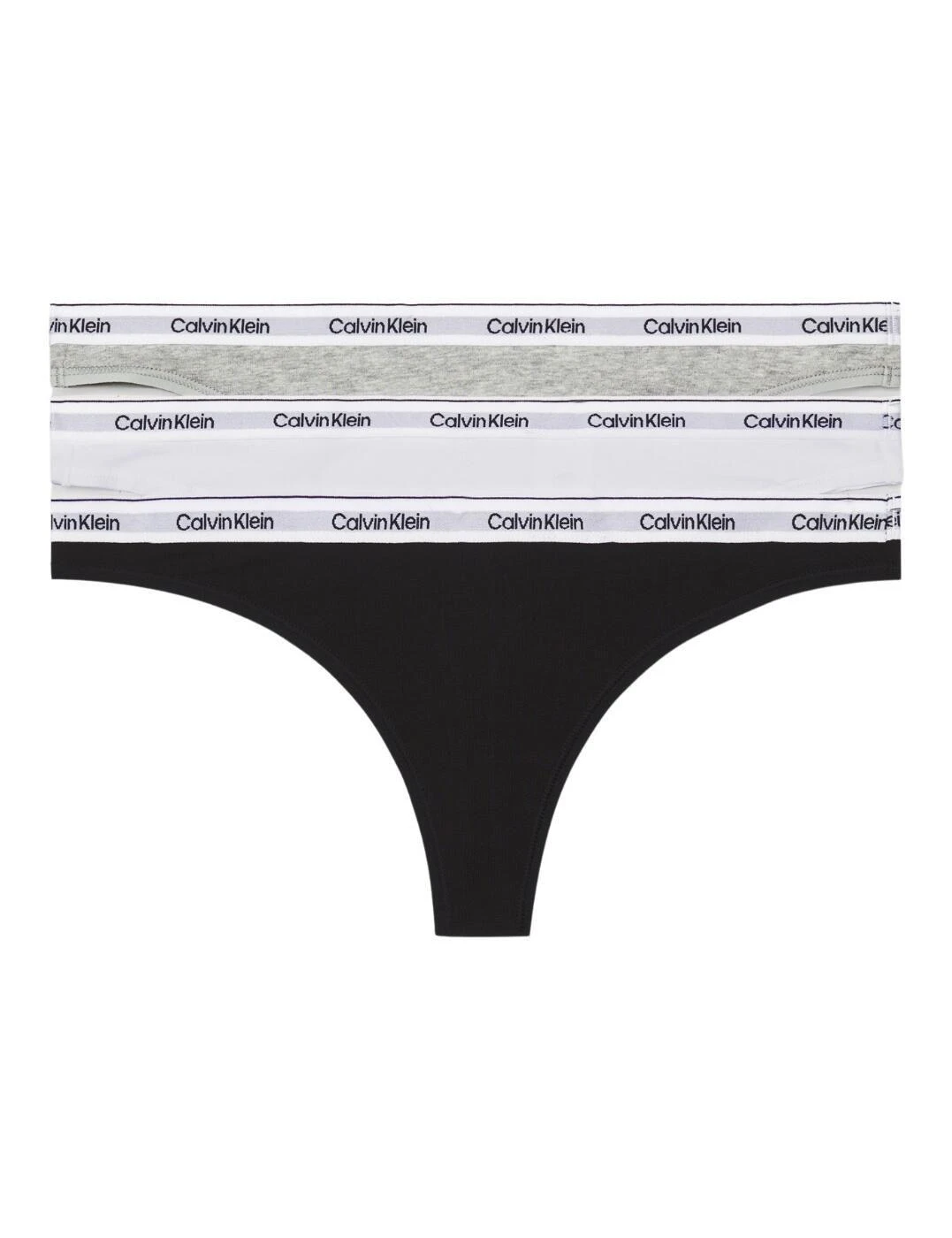 Calvin Klein Modern Logo Thong 3 Pack - Black/ White/ Grey Heather 1 Calvin Klein Modern Logo Thong 3 Pack - Black/ White/ Grey Heather