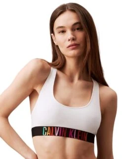 Calvin Klein Intense Power Pride Unlined Bralette - White/ Ombre Pride
