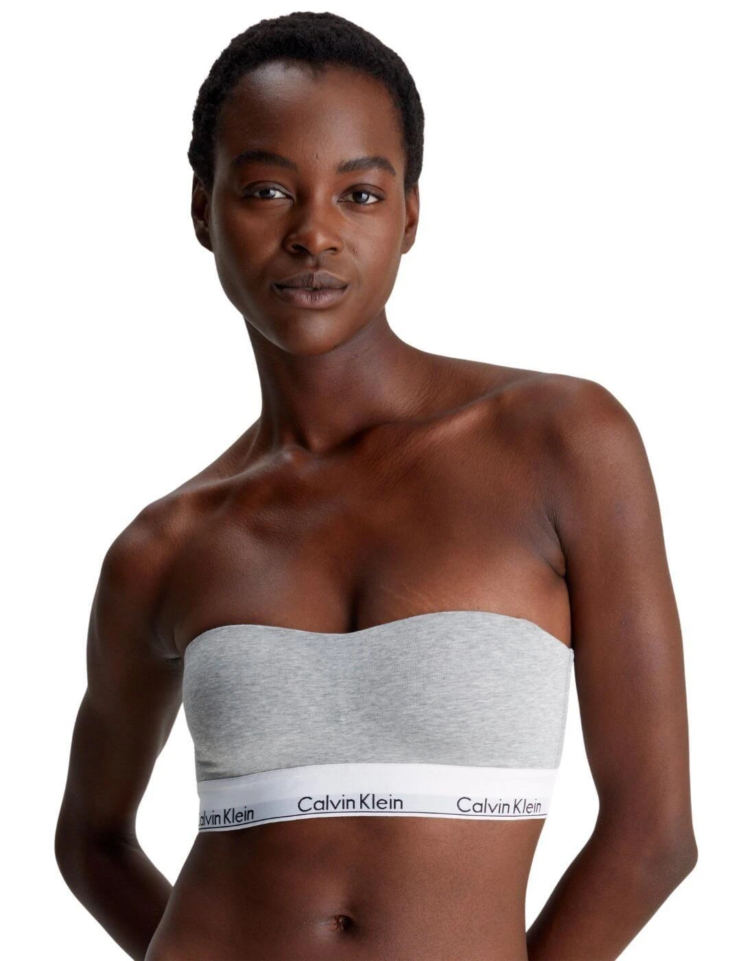 Calvin Klein Modern Cotton Lightly Lined Bandeau Bra - Grey Heather 1 Calvin Klein Modern Cotton Lightly Lined Bandeau Bra - Grey Heather
