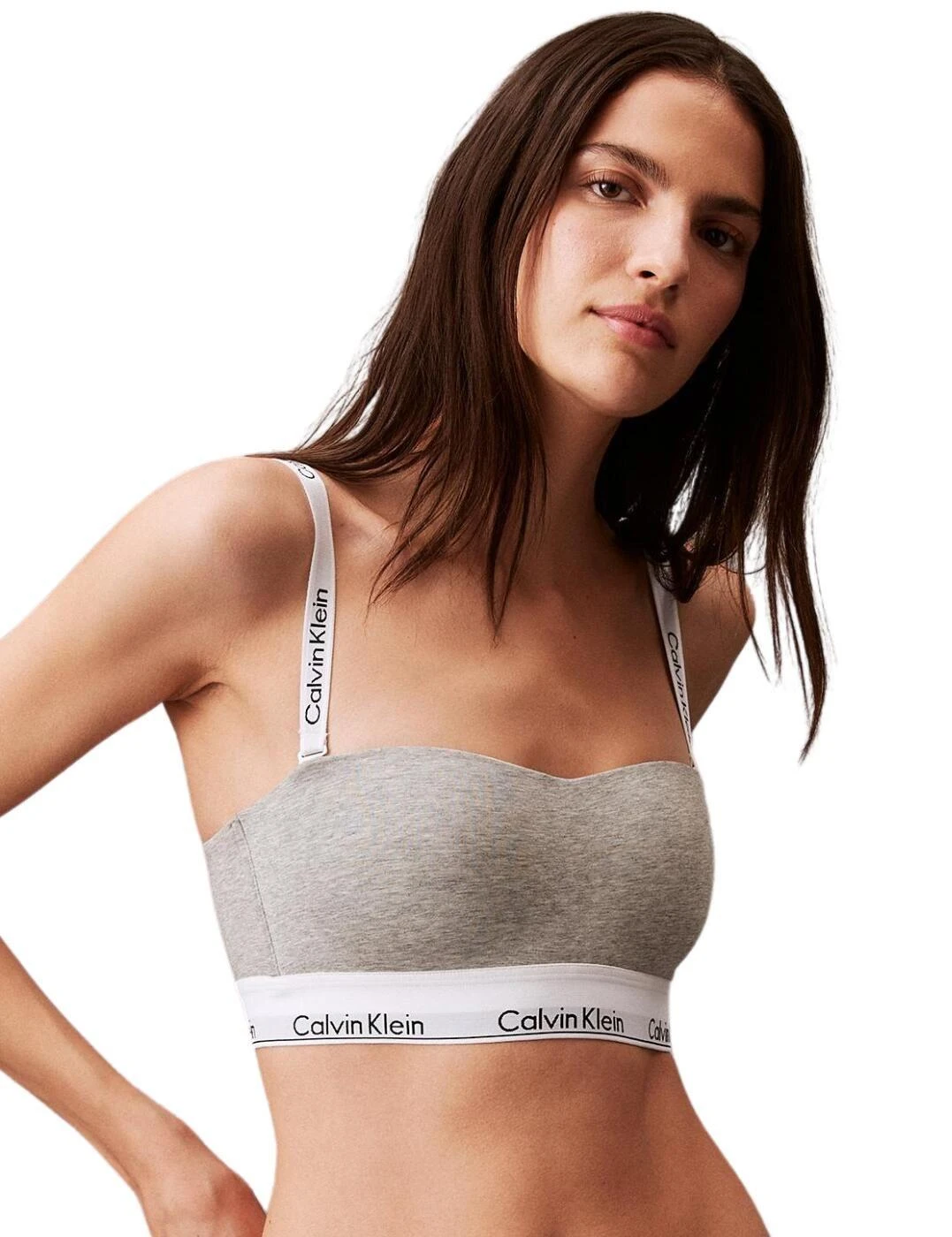 Calvin Klein Modern Cotton Lightly Lined Bandeau Bra - Grey Heather 6 Calvin Klein Modern Cotton Lightly Lined Bandeau Bra - Grey Heather - Image 6