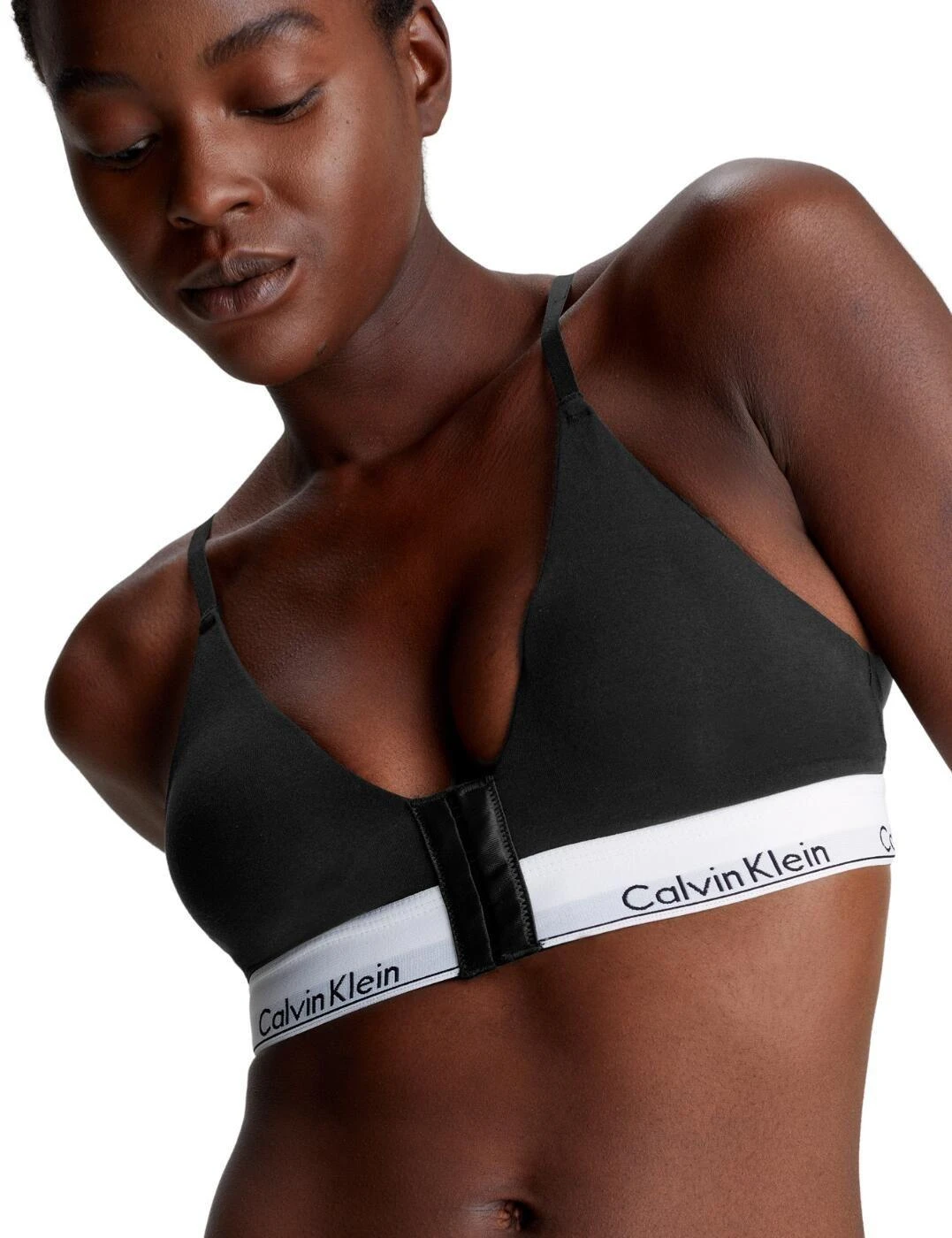 Calvin Klein Modern Cotton Triangle Post Surgery Bra - Black 4 Calvin Klein Modern Cotton Triangle Post Surgery Bra - Black - Image 4