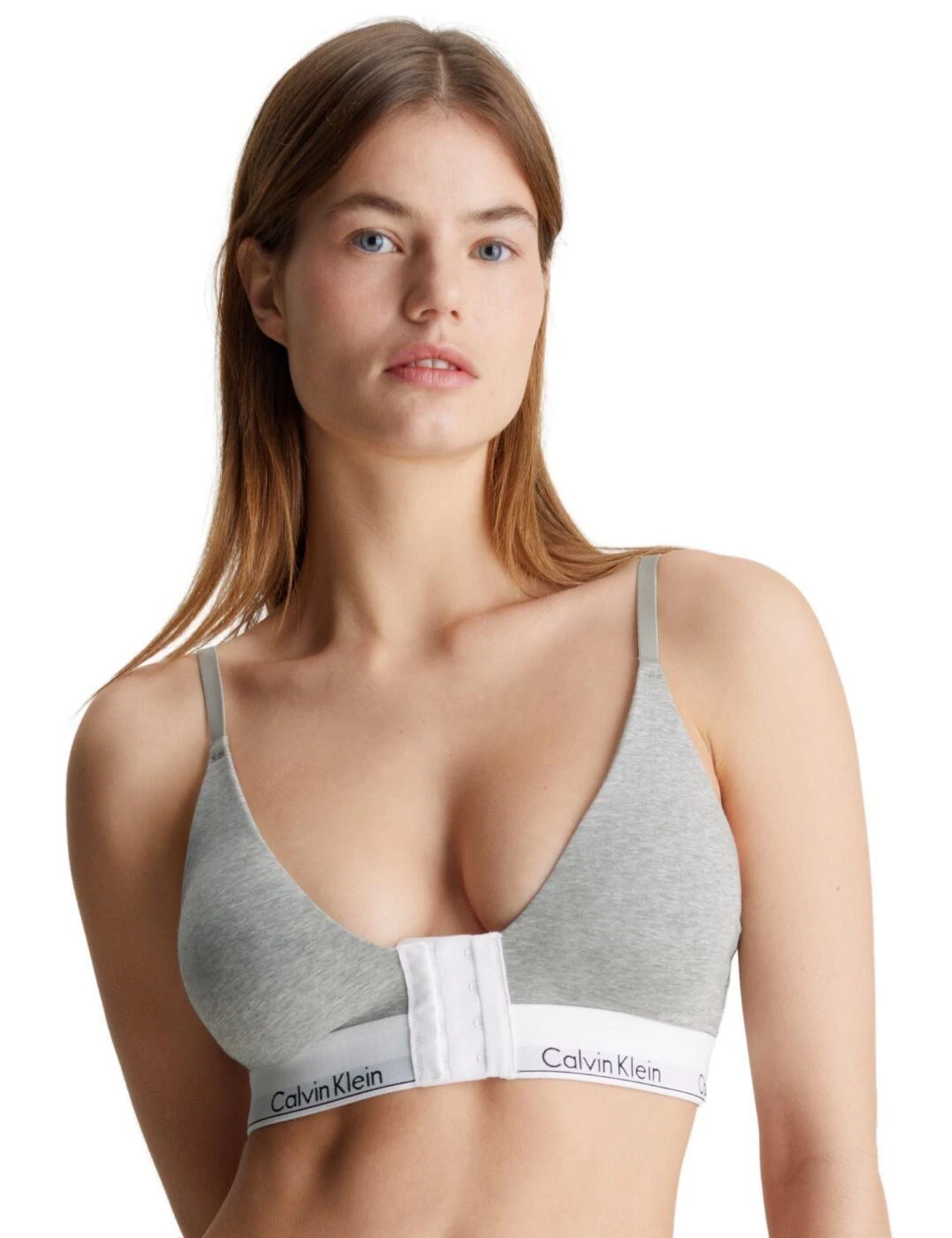 Calvin Klein Modern Cotton Triangle Post Surgery Bra - Grey Heather 1 Calvin Klein Modern Cotton Triangle Post Surgery Bra - Grey Heather