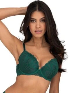 Pour Moi New Romance Padded Push Up Plunge Bra - Forest/Slate