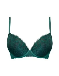 Pour Moi New Romance Padded Push Up Plunge Bra - Forest/Slate -Belle Lingerie Store 64844 pour moi new romance padded push up plunge bra forestslate 5