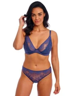 Wacoal Sensu Lace Underwired Plunge Bra - Dark Azure 15 Wacoal Sensu Lace Underwired Plunge Bra - Dark Azure -Belle Lingerie Store 65046 wacoal sensu lace underwired plunge bra dark azure 6
