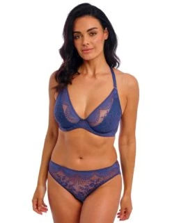Wacoal Sensu Lace Underwired Plunge Bra - Dark Azure 18 Wacoal Sensu Lace Underwired Plunge Bra - Dark Azure -Belle Lingerie Store 65046 wacoal sensu lace underwired plunge bra dark azure 9