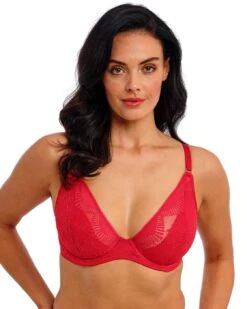 Wacoal Sensu Lace Underwired Plunge Bra - Salsa
