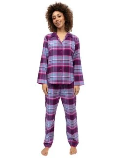 Cyberjammies Hazel Brushed Check Pyjama Top - Dark Purple Mix -Belle Lingerie Store 65346 cyberjammies hazel brushed check pyjama top dark purple mix 4