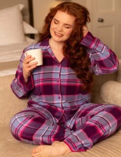 Cyberjammies Hazel Brushed Check Pyjama Top - Dark Purple Mix -Belle Lingerie Store 65346 cyberjammies hazel brushed check pyjama top dark purple mix 6