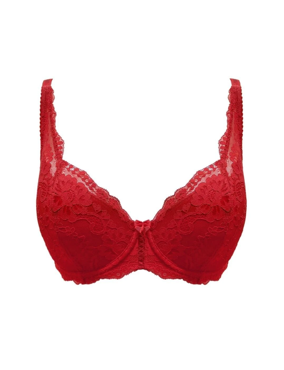Pour Moi Fleur Lightly Padded High Apex Bra - Red 3 Pour Moi Fleur Lightly Padded High Apex Bra - Red - Image 3
