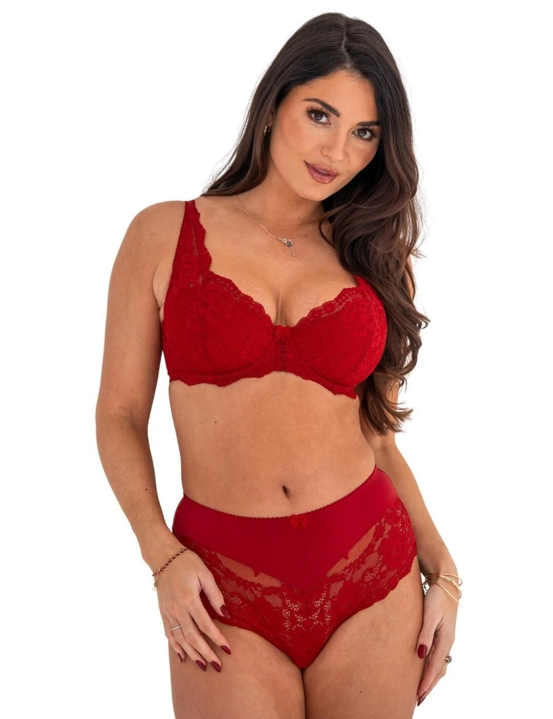 Pour Moi Fleur Lightly Padded High Apex Bra - Red 5 Pour Moi Fleur Lightly Padded High Apex Bra - Red - Image 5