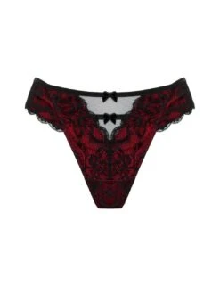 Pour Moi Desire Open Back Thong - Black/Red -Belle Lingerie Store 65967 pour moi desire open back thong blackred 3