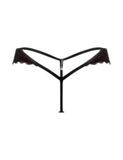 Pour Moi Desire Open Back Thong - Black/Red -Belle Lingerie Store 65967 pour moi desire open back thong blackred 4