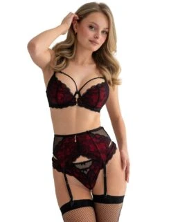 Pour Moi Desire Open Back Thong - Black/Red -Belle Lingerie Store 65967 pour moi desire open back thong blackred 5