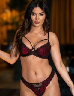 Pour Moi Desire Open Back Thong - Black/Red -Belle Lingerie Store 65967 pour moi desire open back thong blackred 8