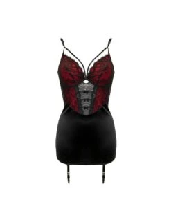 Pour Moi Desire Cami Suspender Dress - Black/Red -Belle Lingerie Store 65969 pour moi desire cami suspender dress blackred 4
