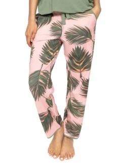 Cyberjammies Lea Leaf Print Jersey Pyjama Bottoms - Salmon Pink Mix