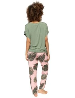Cyberjammies Lea Leaf Print Jersey Pyjama Bottoms - Salmon Pink Mix -Belle Lingerie Store 66220 cyberjammies lea leaf print jersey pyjama bottoms salmon pink mix 8