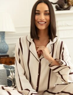 Cyberjammies Fable & Eve Battersea Stripe Wide Leg Pyjama Set - Ivory Mix -Belle Lingerie Store 66392 cyberjammies fable eve battersea stripe wide leg pyjama set ivory mix 5