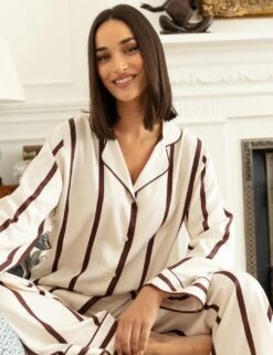Cyberjammies Fable & Eve Battersea Stripe Wide Leg Pyjama Set - Ivory Mix -Belle Lingerie Store 66392 cyberjammies fable eve battersea stripe wide leg pyjama set ivory mix 7