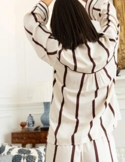 Cyberjammies Fable & Eve Battersea Stripe Wide Leg Pyjama Set - Ivory Mix -Belle Lingerie Store 66392 cyberjammies fable eve battersea stripe wide leg pyjama set ivory mix 8