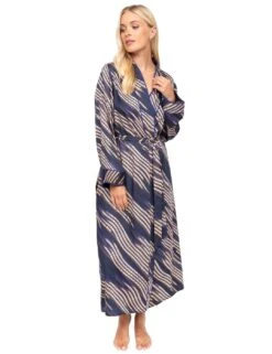 Cyberjammies Fable & Eve Southwark Rope Print Long Dressing Gown - Navy Mix -Belle Lingerie Store 66421 cyberjammies fable eve southwark rope print long dressing gown navy mix 3