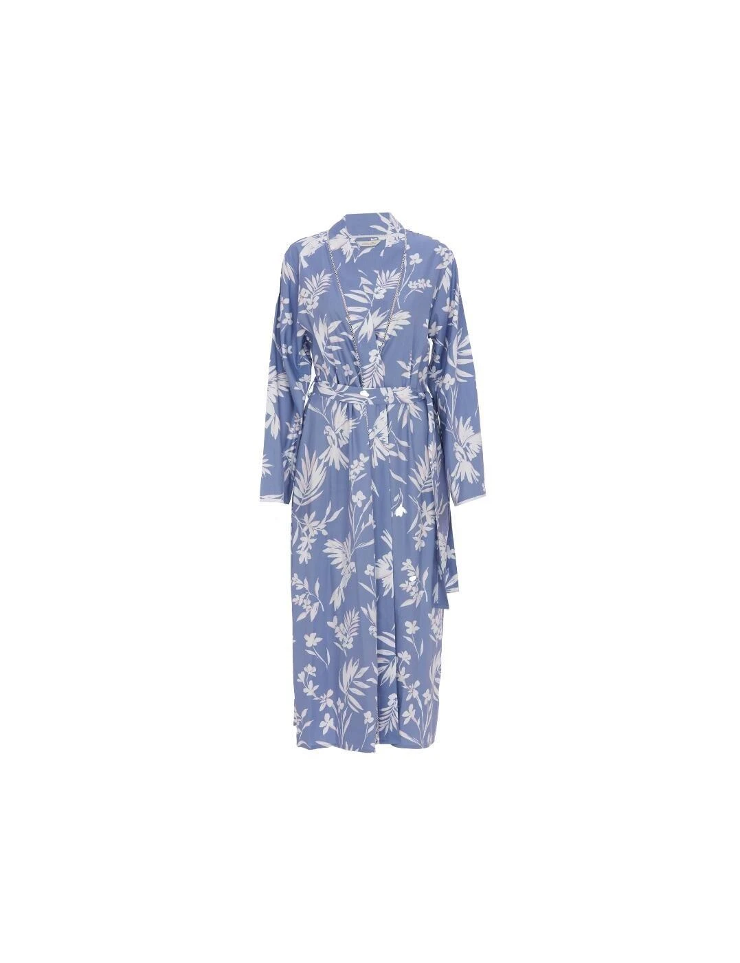 Cyberjammies Nora Rose Brooke Bird Print Long Dressing Gown - Cornflower Blue 4 Cyberjammies Nora Rose Brooke Bird Print Long Dressing Gown - Cornflower Blue - Image 4