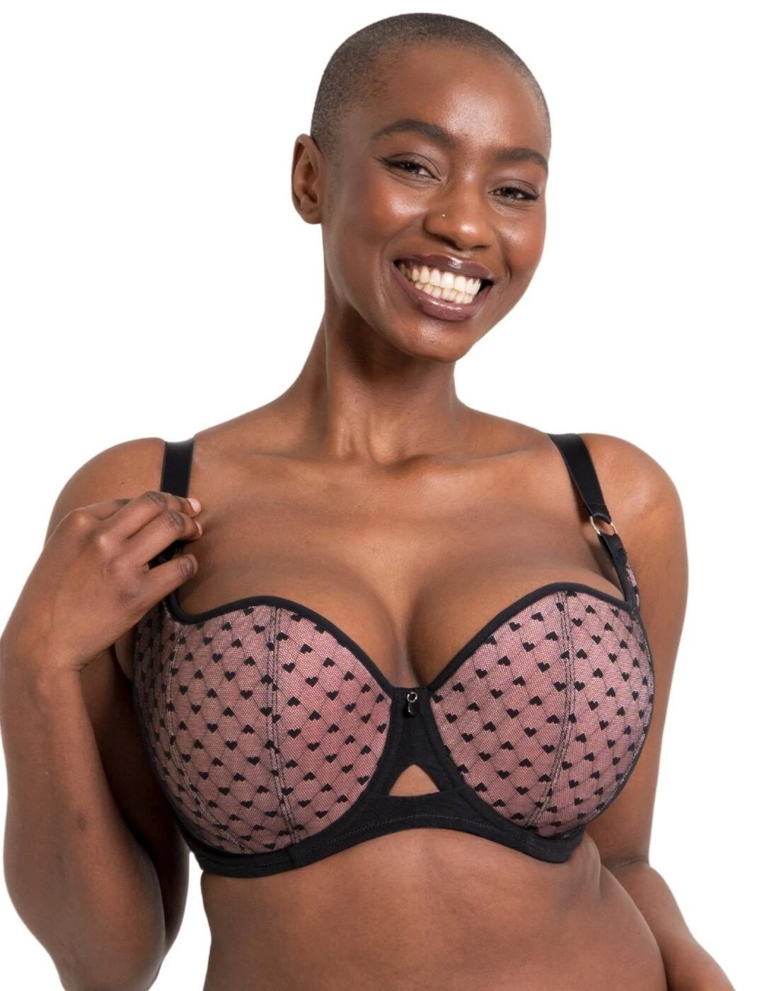 Curvy Kate Boost Heartbreaker Padded Balcony Bra - Black/Pink 1 Curvy Kate Boost Heartbreaker Padded Balcony Bra - Black/Pink