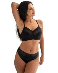 Pour Moi Geo Sculpt High Leg Brief - Black -Belle Lingerie Store 67067 pour moi geo sculpt high leg brief black 7