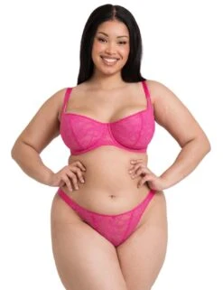 Curvy Kate All Night Lace Tanga Brief - Hot Pink/Blush -Belle Lingerie Store 67107 curvy kate all night lace tanga brief hot pinkblush 3