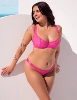 Curvy Kate All Night Lace Tanga Brief - Hot Pink/Blush -Belle Lingerie Store 67107 curvy kate all night lace tanga brief hot pinkblush 4