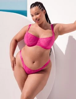 Curvy Kate All Night Lace Tanga Brief - Hot Pink/Blush -Belle Lingerie Store 67107 curvy kate all night lace tanga brief hot pinkblush 7