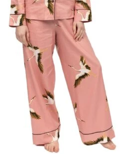 Cyberjammies Bonnie Crane Bird Print Wide Leg Pyjama Bottoms - Pink Mix