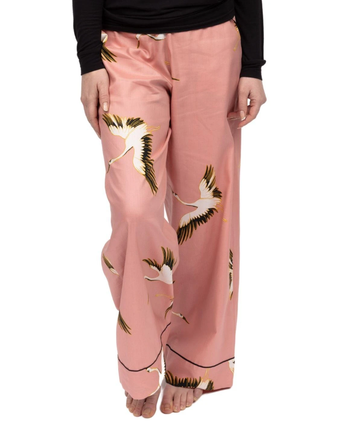 Cyberjammies Bonnie Crane Bird Print Wide Leg Pyjama Bottoms - Pink Mix 2 Cyberjammies Bonnie Crane Bird Print Wide Leg Pyjama Bottoms - Pink Mix - Image 2