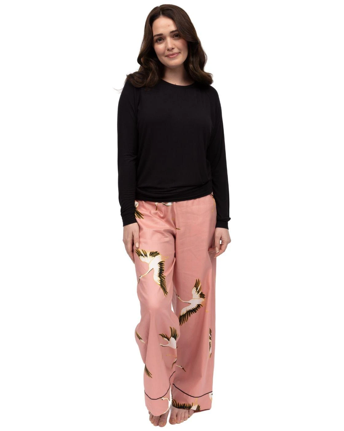 Cyberjammies Bonnie Crane Bird Print Wide Leg Pyjama Bottoms - Pink Mix 6 Cyberjammies Bonnie Crane Bird Print Wide Leg Pyjama Bottoms - Pink Mix - Image 6