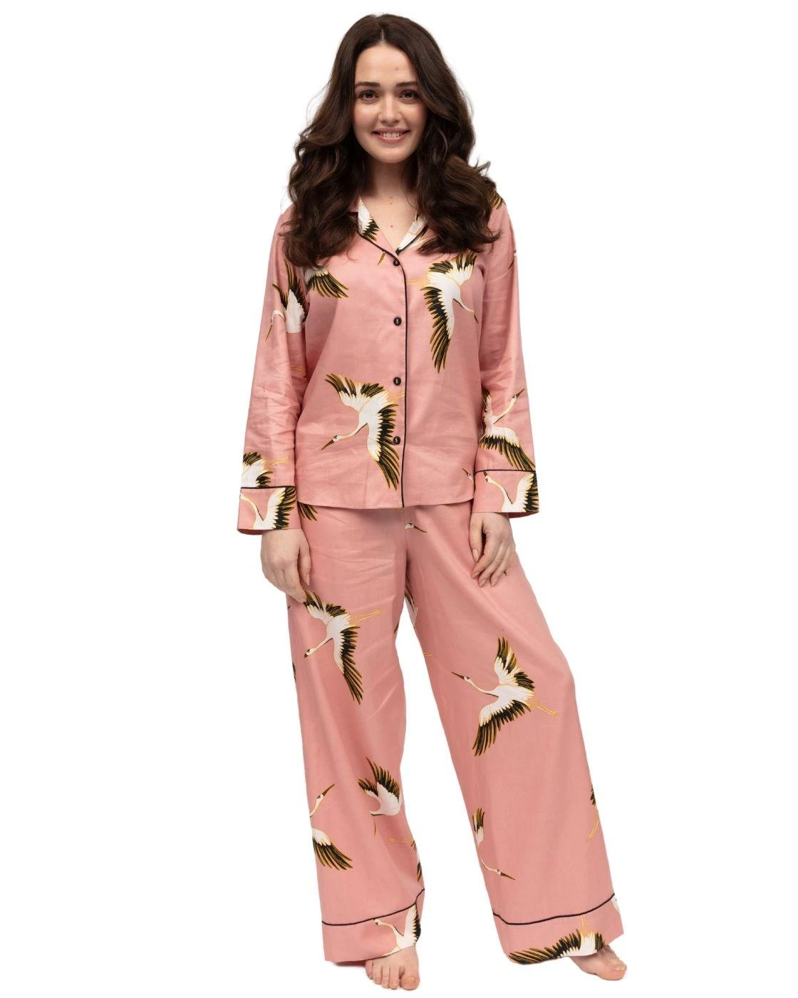 Cyberjammies Bonnie Crane Bird Print Wide Leg Pyjama Bottoms - Pink Mix 7 Cyberjammies Bonnie Crane Bird Print Wide Leg Pyjama Bottoms - Pink Mix - Image 7