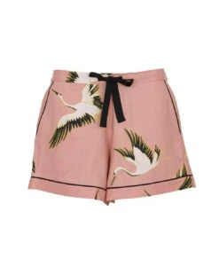 Cyberjammies Bonnie Crane Bird Print Shorts - Pink Mix -Belle Lingerie Store BELLE Bonnie 5043 cyberjammies bonnie crane bird print shorts pink mix 4