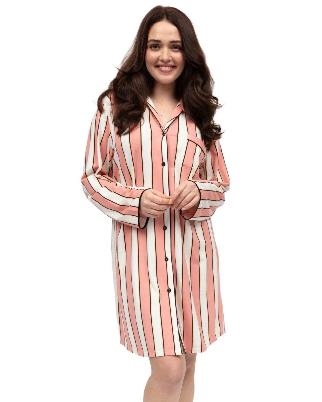Cyberjammies Bonnie Printed Stripe Jersey Nightshirt - Pink Mix 1 Cyberjammies Bonnie Printed Stripe Jersey Nightshirt - Pink Mix