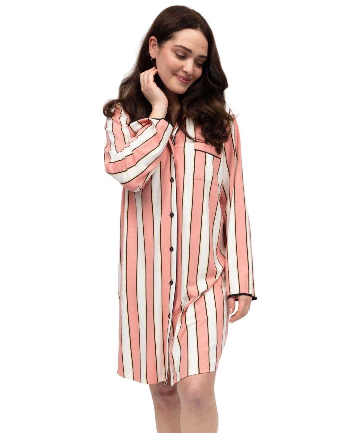 Cyberjammies Bonnie Printed Stripe Jersey Nightshirt - Pink Mix 2 Cyberjammies Bonnie Printed Stripe Jersey Nightshirt - Pink Mix - Image 2