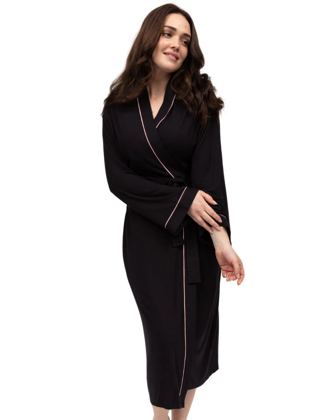 Cyberjammies Bonnie Jersey Long Dressing Gown - Black 2 Cyberjammies Bonnie Jersey Long Dressing Gown - Black - Image 2
