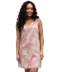 Cyberjammies Fable & Eve Fulham Woven Floral Print Strappy Short Nightdress - Pink Mix