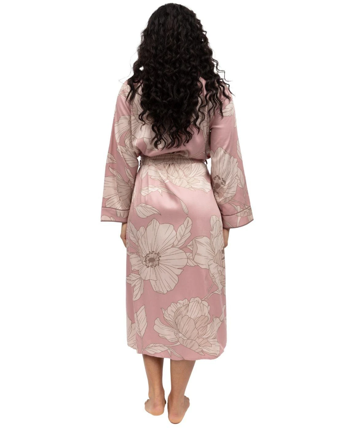 Cyberjammies Fable & Eve Fulham Woven Long Sleeve Floral Print Long Dressing Gown - Pink Mix 7 Cyberjammies Fable & Eve Fulham Woven Long Sleeve Floral Print Long Dressing Gown - Pink Mix - Image 7