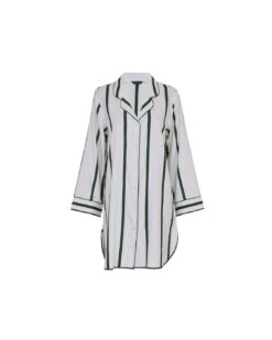 Cyberjammies Fable & Eve Maida Vale Woven Long Sleeve Printed Stripe Nightshirt - Olive Green Mix -Belle Lingerie Store BELLE Fable EveMaidaVale 2269 cyberjammies fable eve maida vale woven long sleeve printed stripe nightshirt olive green mix 4
